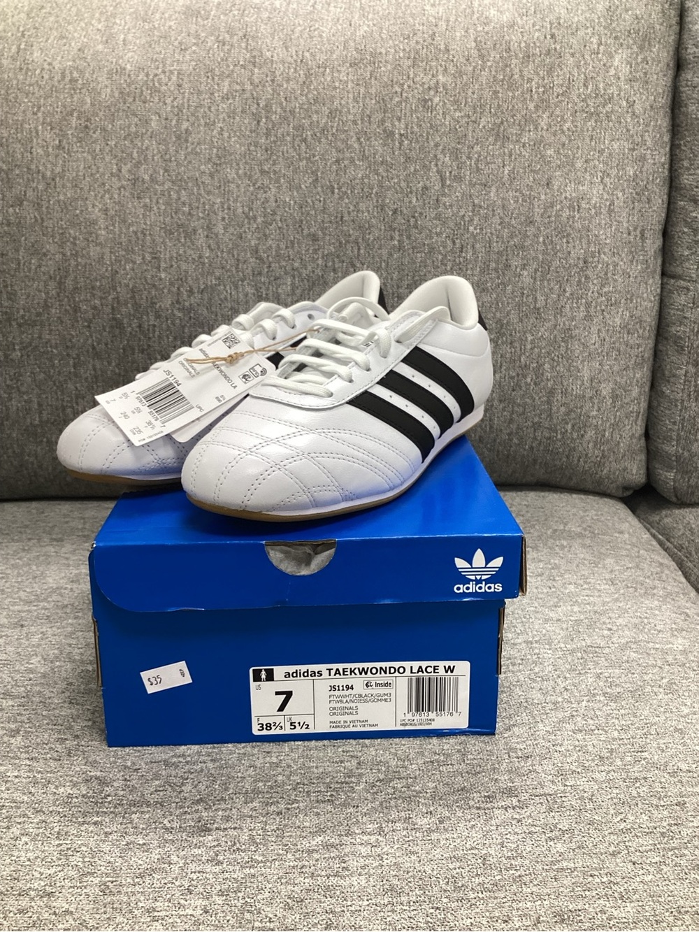 adidas White Black Taekwondo Lace-Up Sneakers